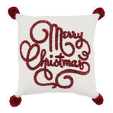 Merry Christmas Pom Pom Throw Pillow