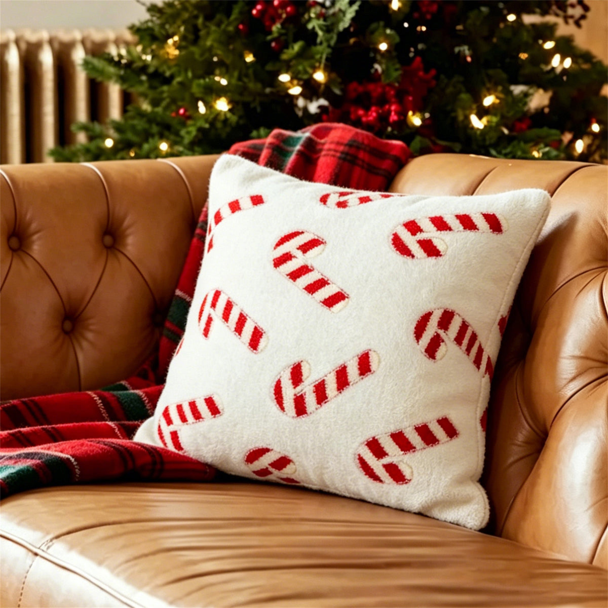Candy Cane Throw Pillow