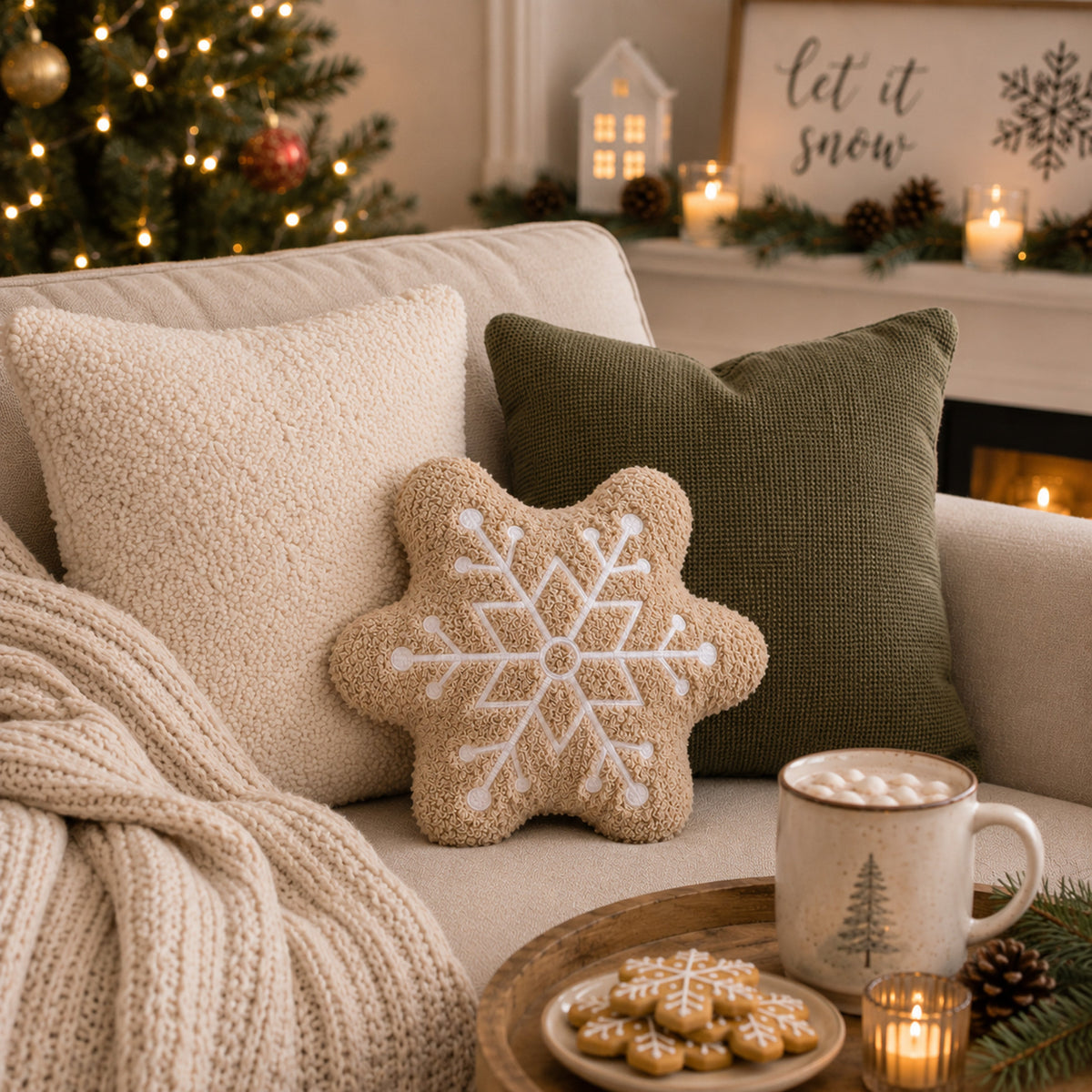 Plush Snowflake Shaped Throw Pillow