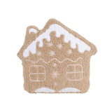 Plush Gingerbread House Shaped Throw Pillow