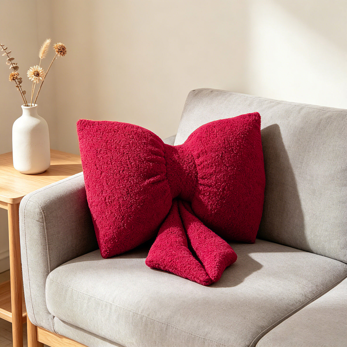 Boucle Bow Shaped Throw Pillow