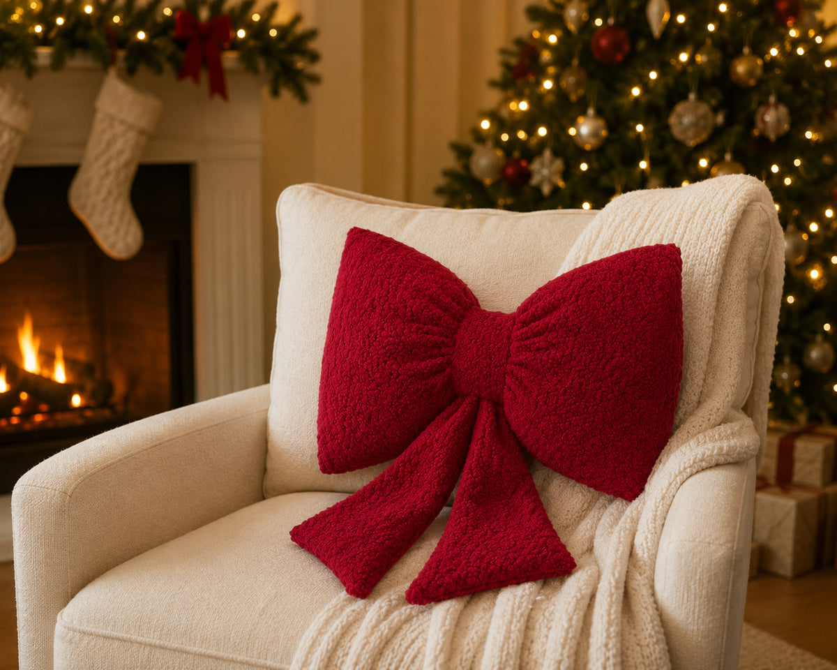 Boucle Bow Shaped Throw Pillow
