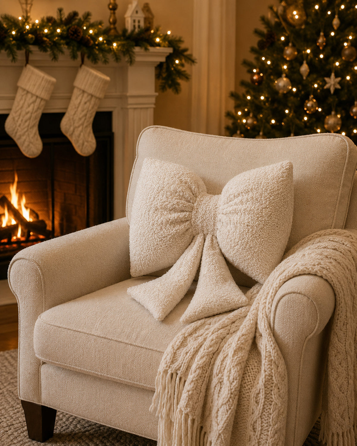 Boucle Bow Shaped Throw Pillow
