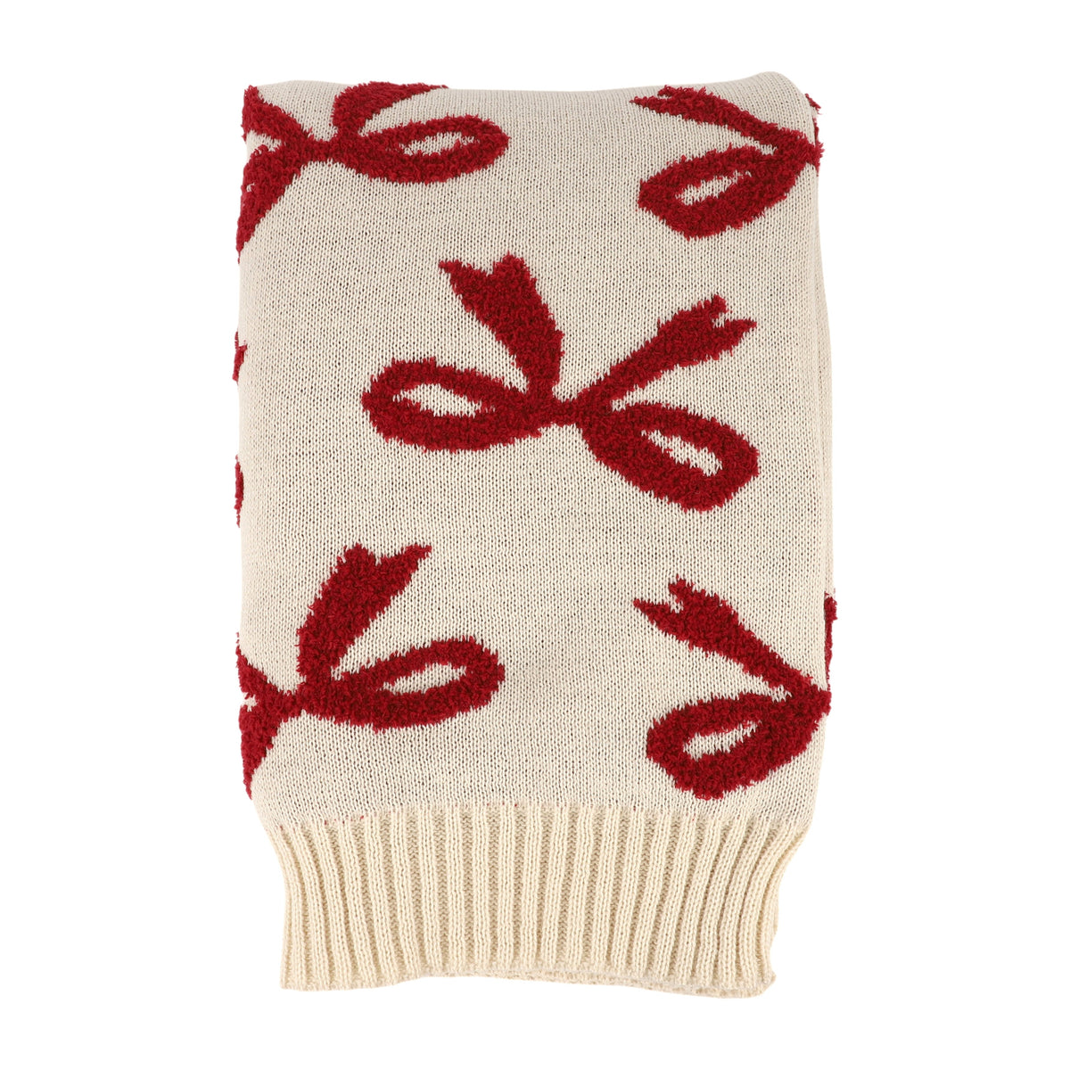 Bow Pattern Throw Blanket - Cozy Knit Holiday Throw Blanket