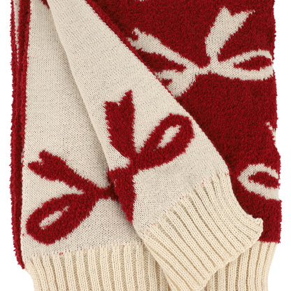 Bow Pattern Throw Blanket - Cozy Knit Holiday Throw Blanket