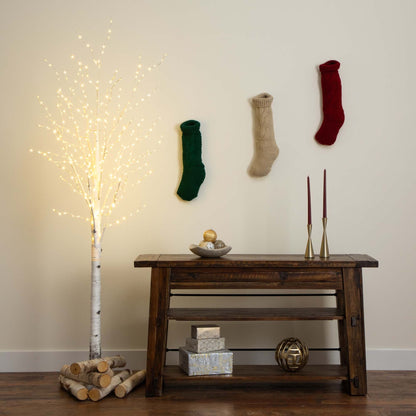 6' Pre-Lit Artificial White Birch Tree with 92 Warm White LED Lights