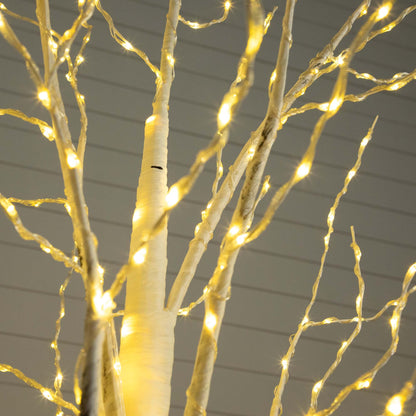6' Pre-Lit Artificial White Birch Tree with 92 Warm White LED Lights