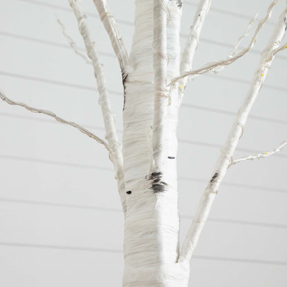 6' Pre-Lit Artificial White Birch Tree with 92 Warm White LED Lights