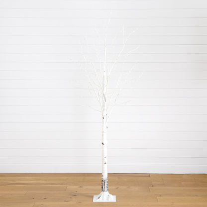 6' Pre-Lit Artificial White Birch Tree with 92 Warm White LED Lights