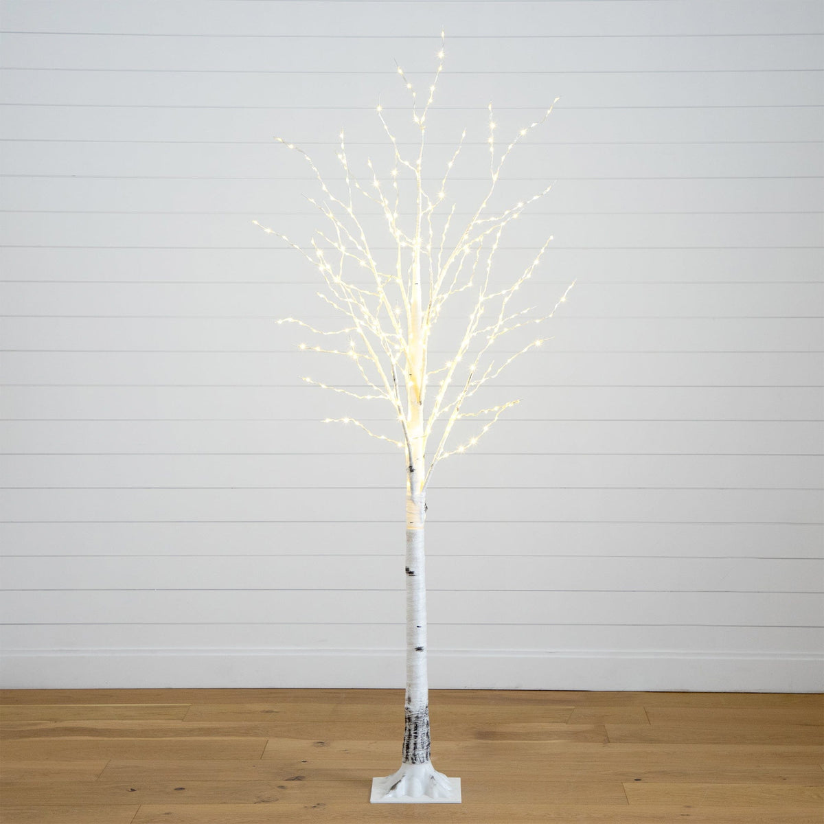 6' Pre-Lit Artificial White Birch Tree with 92 Warm White LED Lights