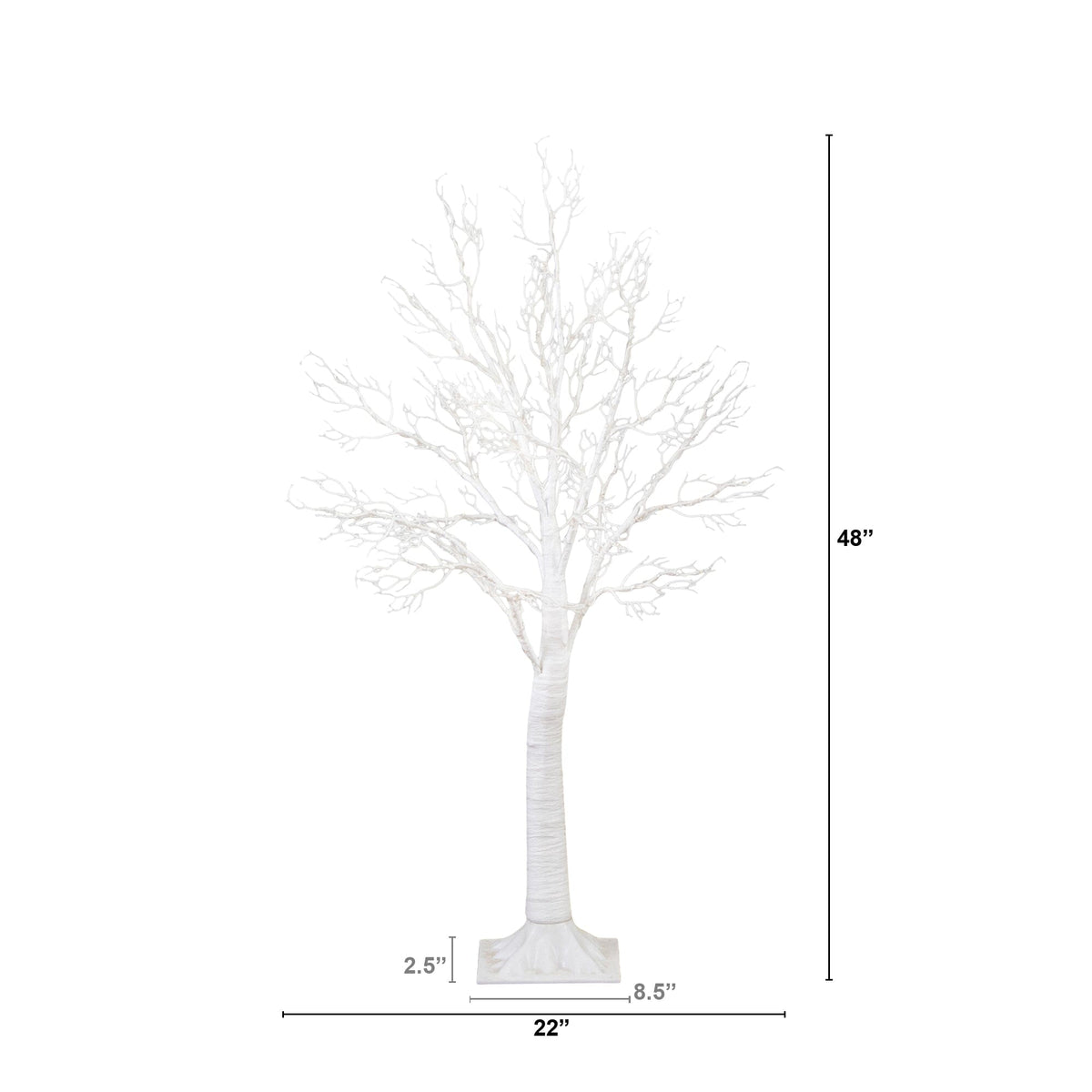 4' Pre-Lit Artificial White Twig Tree with 160 Warm White LED Lights