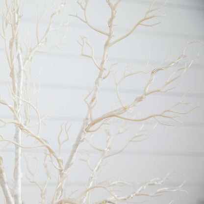 4' Pre-Lit Artificial White Twig Tree with 160 Warm White LED Lights