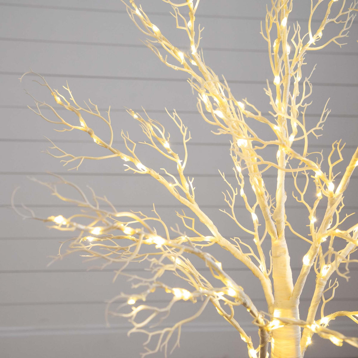 4' Pre-Lit Artificial White Twig Tree with 160 Warm White LED Lights