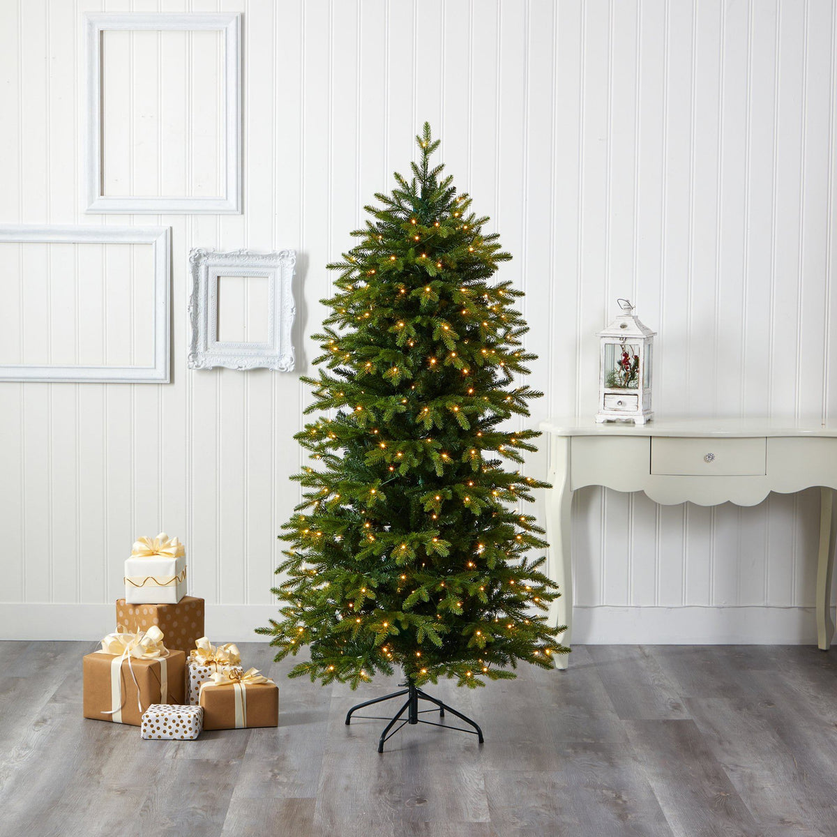 6' Belgium Fir “Natural Look” Artificial Christmas Tree with 300 Clear LED Lights
