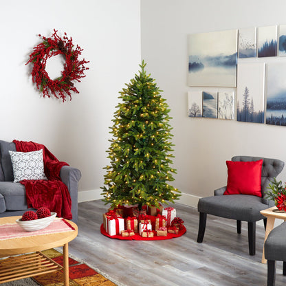 6' Belgium Fir “Natural Look” Artificial Christmas Tree with 300 Clear LED Lights