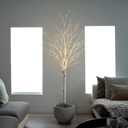 6' Pre-Lit Artificial White Birch Tree with 400 Color Changing LED Lights