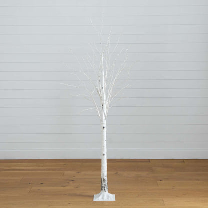 6' Pre-Lit Artificial White Birch Tree with 400 Color Changing LED Lights