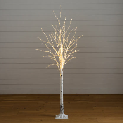 6' Pre-Lit Artificial White Birch Tree with 400 Color Changing LED Lights