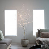 6' Pre-Lit Artificial White Birch Tree with 90 White LED Lights
