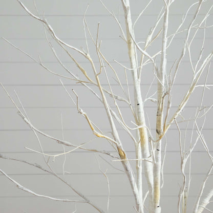 6' Pre-Lit Artificial White Birch Tree with 90 White LED Lights