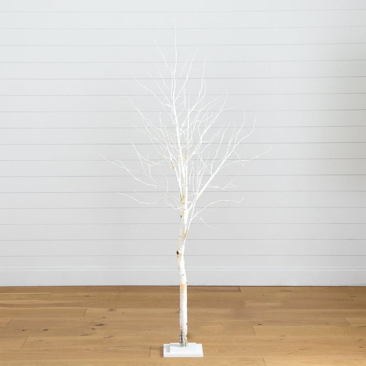 6' Pre-Lit Artificial White Birch Tree with 90 White LED Lights