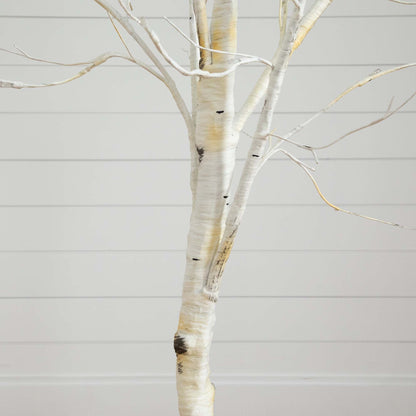 6' Pre-Lit Artificial White Birch Tree with 90 White LED Lights