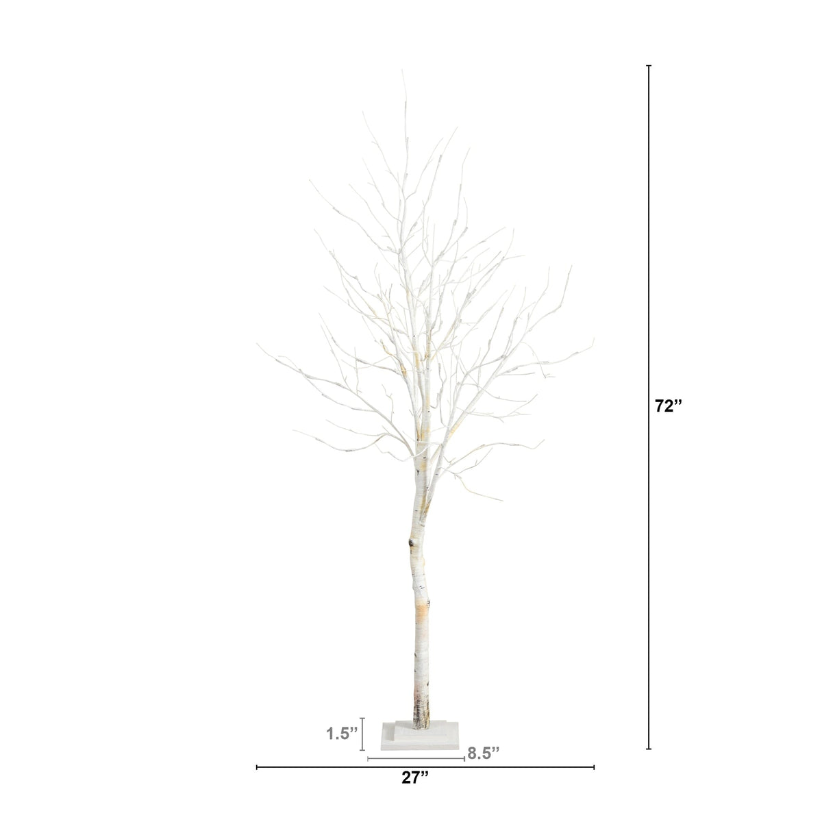 6' Pre-Lit Artificial White Birch Tree with 90 White LED Lights
