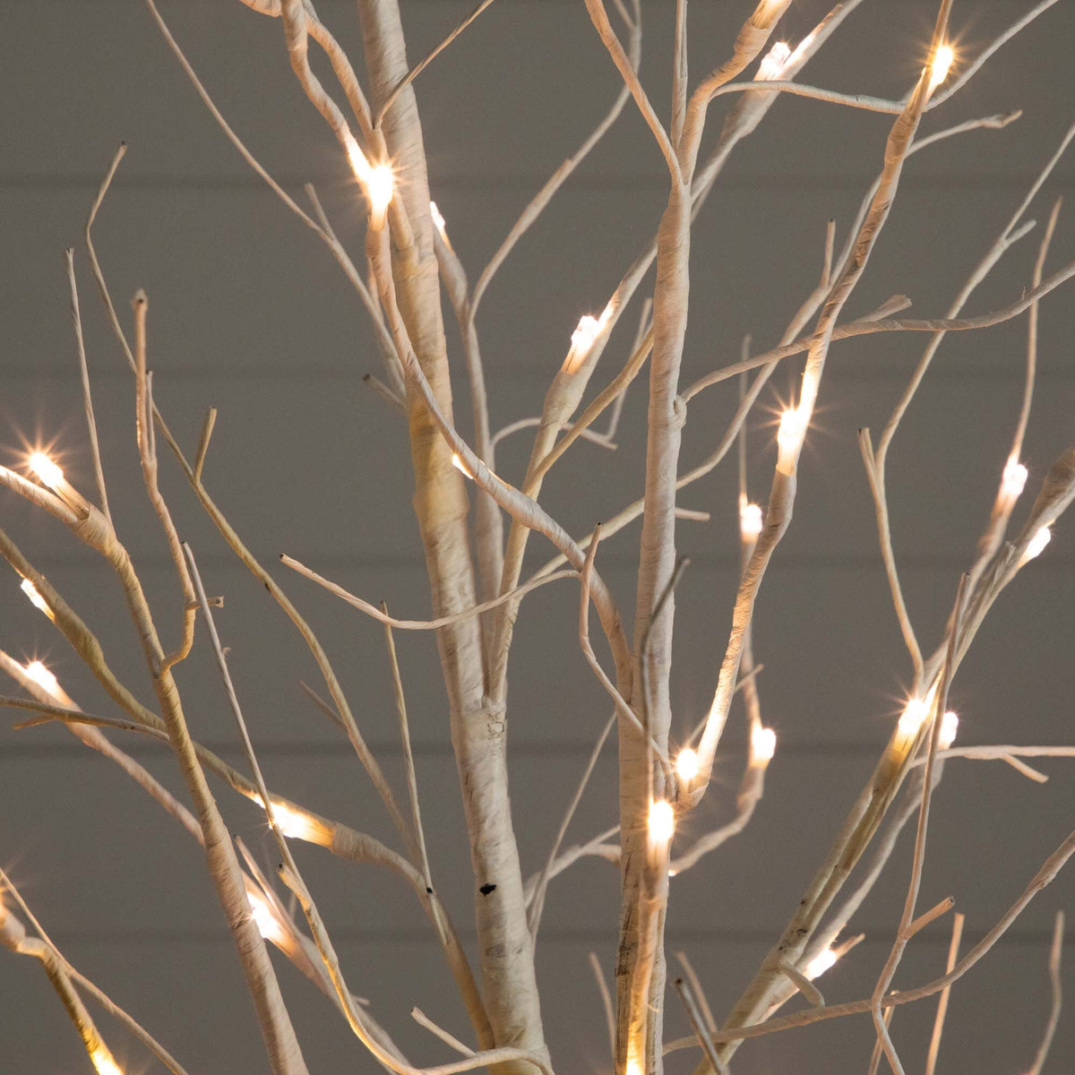 6' Pre-Lit Artificial White Birch Tree with 90 White LED Lights