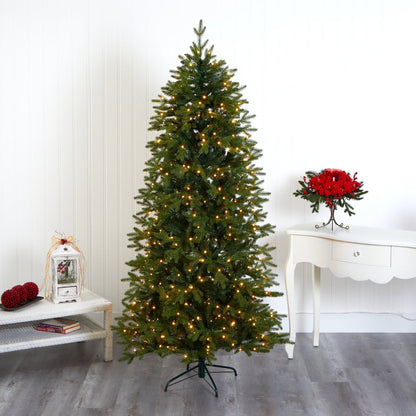 7' Belgium Fir “Natural Look” Artificial Christmas Tree with 500 Clear LED Lights