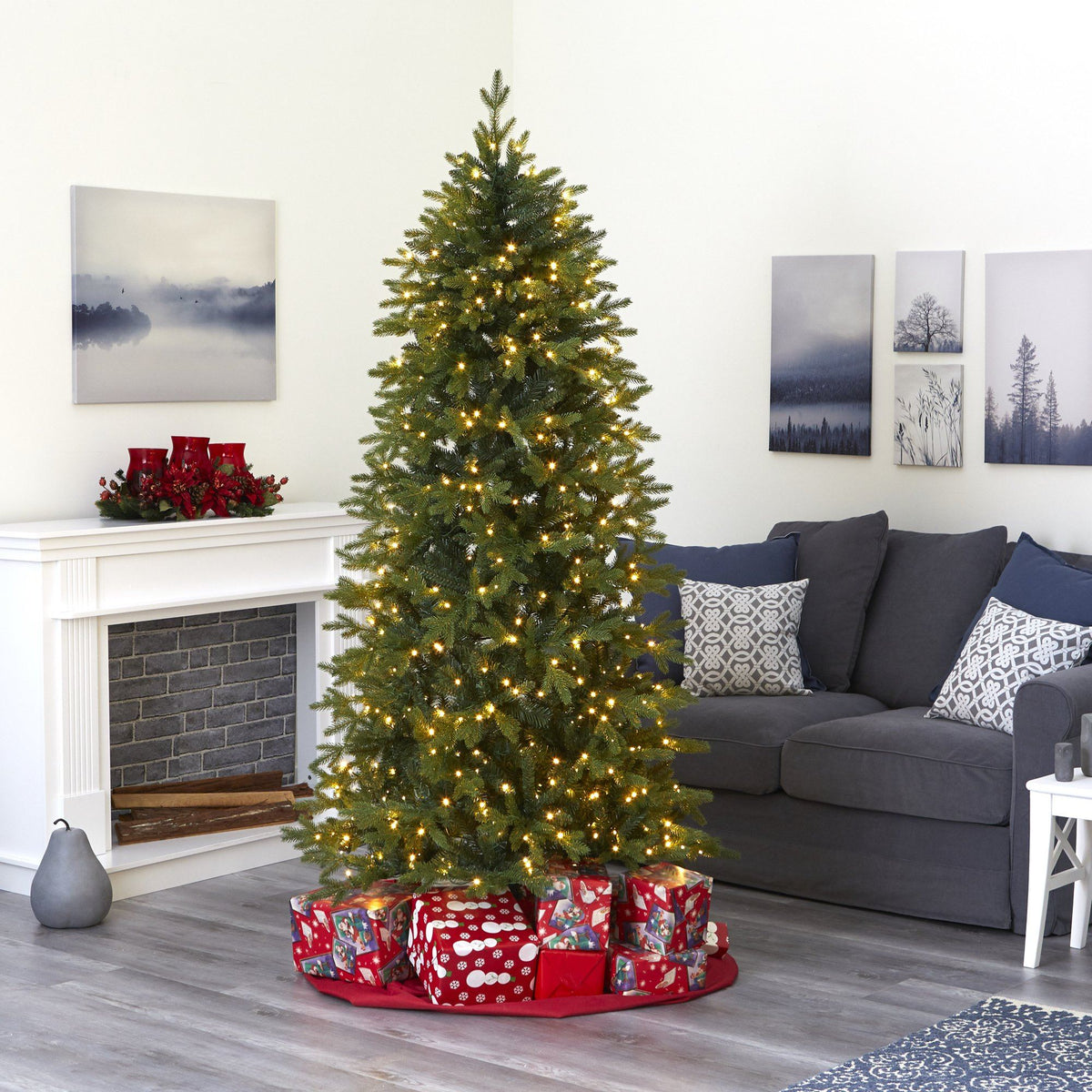 7' Belgium Fir “Natural Look” Artificial Christmas Tree with 500 Clear LED Lights