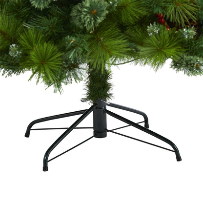 7' Montana Mixed Pine Artificial Christmas Tree with Pine Cones, Berries and 500 Clear LED Lights