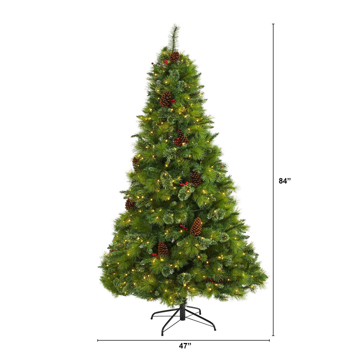 7' Montana Mixed Pine Artificial Christmas Tree with Pine Cones, Berries and 500 Clear LED Lights
