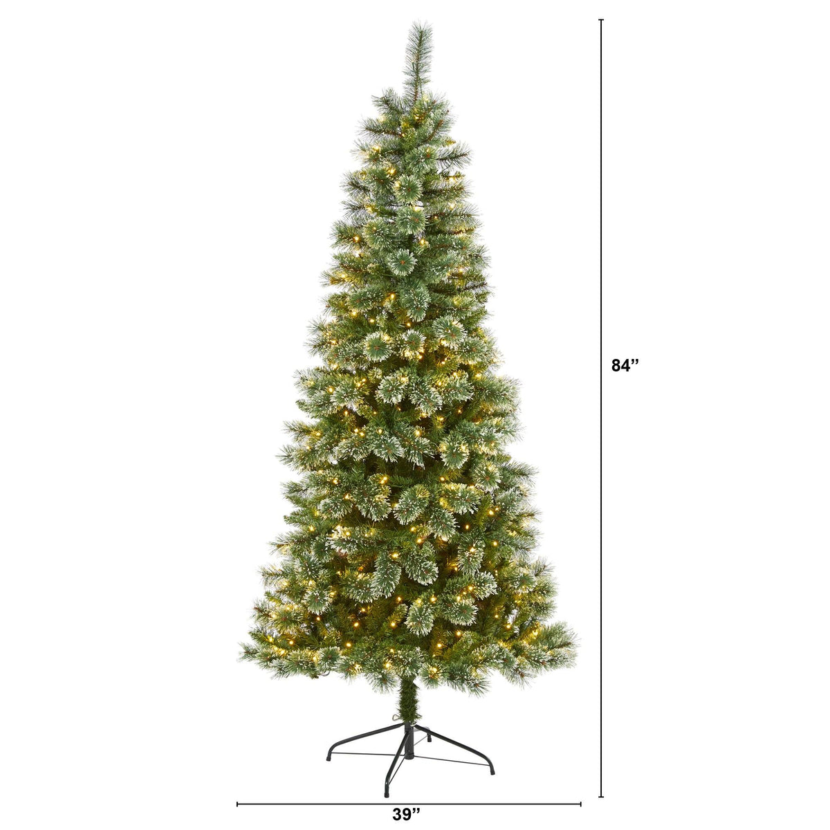 7' Wisconsin Slim Snow Tip Pine Artificial Christmas Tree with 400 Clear LED Lights