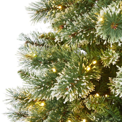 7' Wisconsin Slim Snow Tip Pine Artificial Christmas Tree with 400 Clear LED Lights