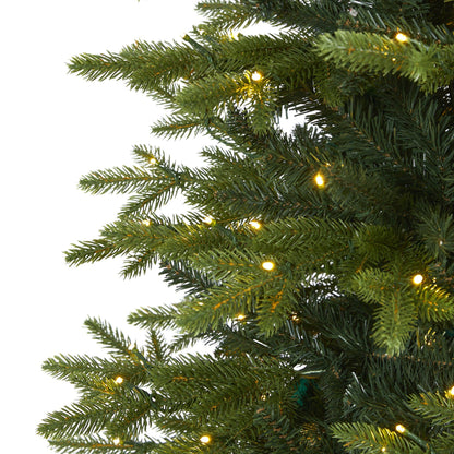 8' Belgium Fir “Natural Look” Artificial Christmas Tree with 650 Clear LED Lights