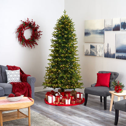 8' Belgium Fir “Natural Look” Artificial Christmas Tree with 650 Clear LED Lights