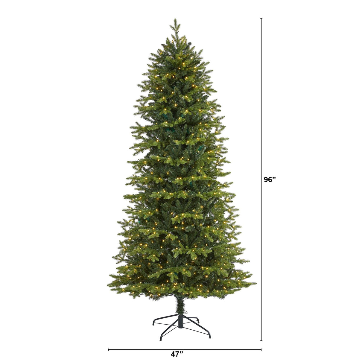 8' Belgium Fir “Natural Look” Artificial Christmas Tree with 650 Clear LED Lights