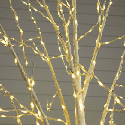 8' Pre-Lit Artificial White Birch Tree with 500 Warm White LED Lights