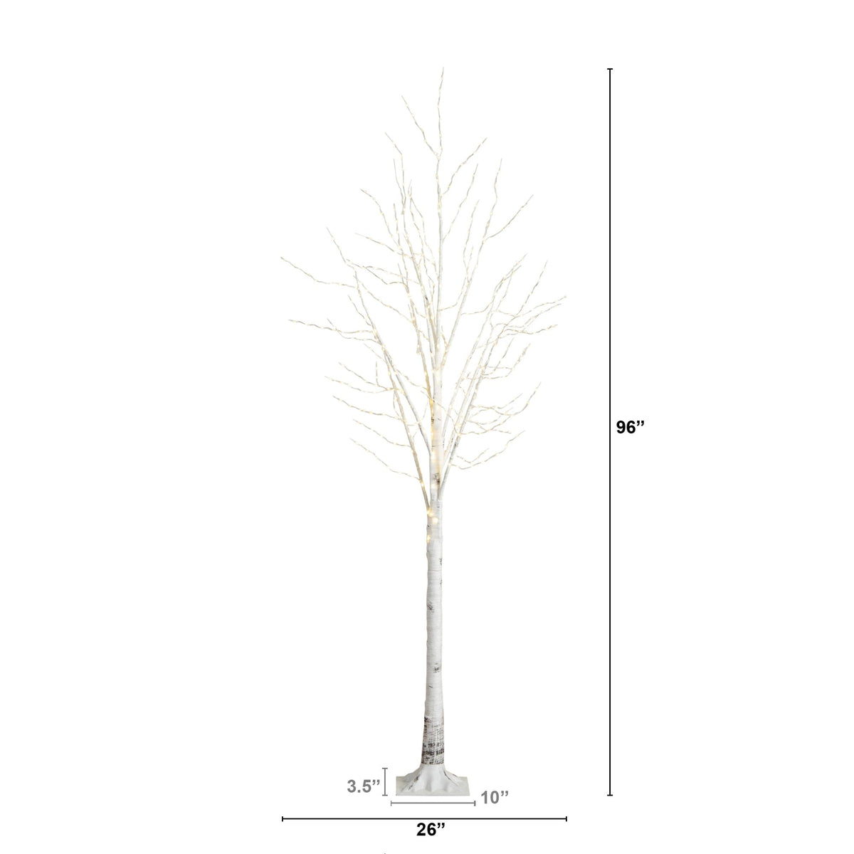 8' Pre-Lit Artificial White Birch Tree with 500 Warm White LED Lights