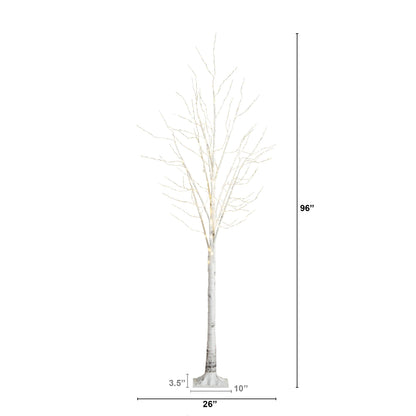 8' Pre-Lit Artificial White Birch Tree with 500 Warm White LED Lights