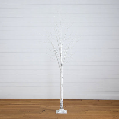 8' Pre-Lit Artificial White Birch Tree with 500 Warm White LED Lights