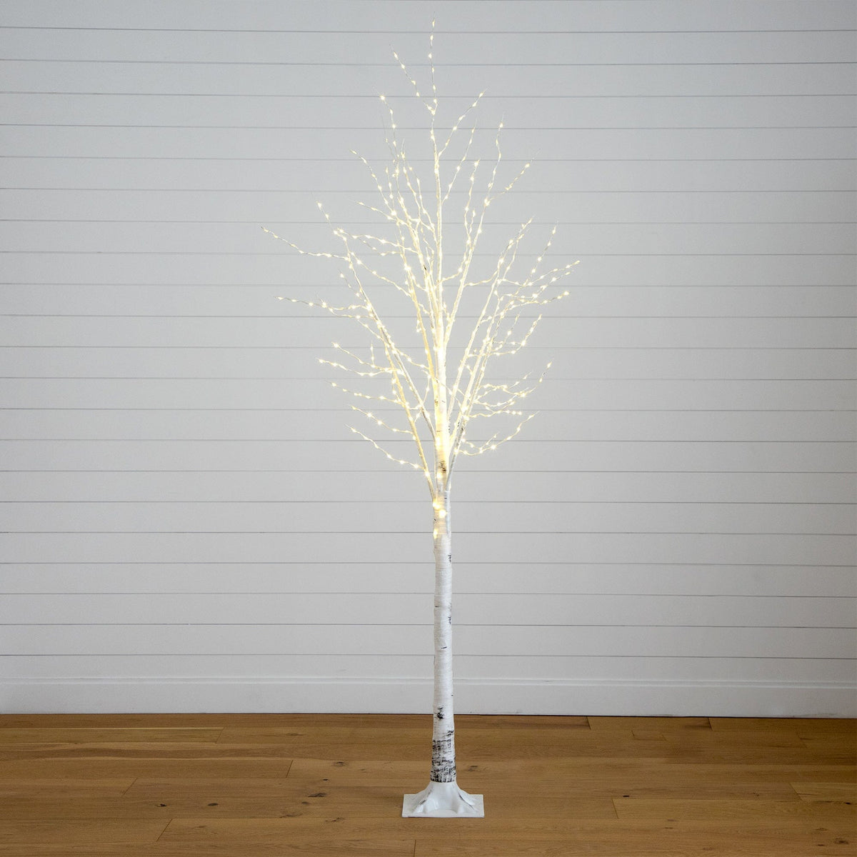 8' Pre-Lit Artificial White Birch Tree with 500 Warm White LED Lights