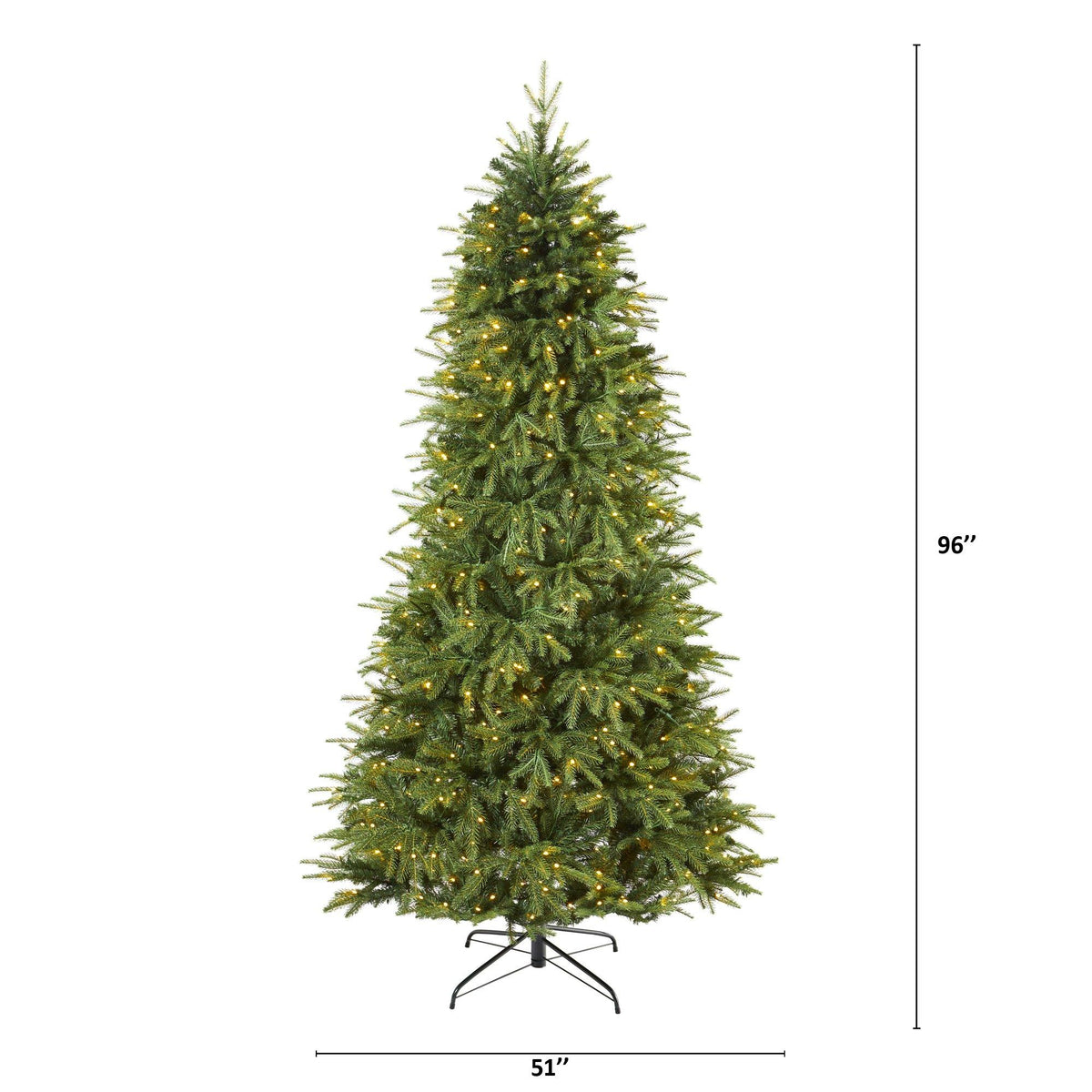 8' Vancouver Fir “Natural Look” Artificial Christmas Tree with 700 Clear LED Lights and 3470 Bendable Branches