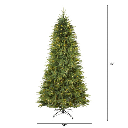 8' Vancouver Fir “Natural Look” Artificial Christmas Tree with 700 Clear LED Lights and 3470 Bendable Branches